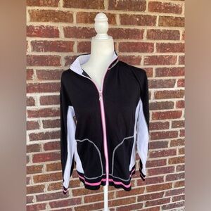 Ladies Erika Sport Black Pink White Zip Jacket Size Large